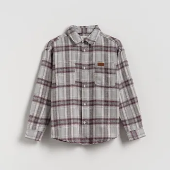 Chlapecká košile Reserved - Kostkovaná košile - světle šedá - 039FO-09X - 039FO-09X-152