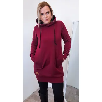 Dámská mikina Kulišárny Dámské zateplené WARM mikinošaty MERLOT VELIKOST: 36