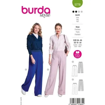 Volný čas Střih Burda 5778 na dámské kalhoty -