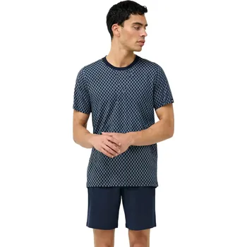 Pánské pyžamo Pánské bavlněné pyžamo s krátkými rukávy a geometrickým vzorem Vamp 23675 blue velikost 5XL