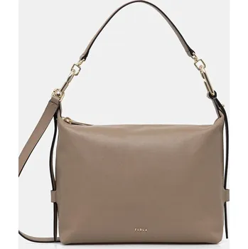 Kabelka Kožená kabelka Furla Tonie M Hobo béžová barva, WB01964 BX2045 1257S WB01964.BX2045.1257S 08X, vel. ONE SIZE