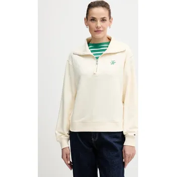 Dámská mikina Mikina Tommy Hilfiger dámská, béžová barva, s aplikací, WW0WW49470 01X, vel. XL