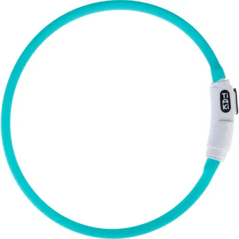 Obojek pro psa TIAKI malý USB LED silikonový obojek na krk Lucerna tyrkysový pro psy