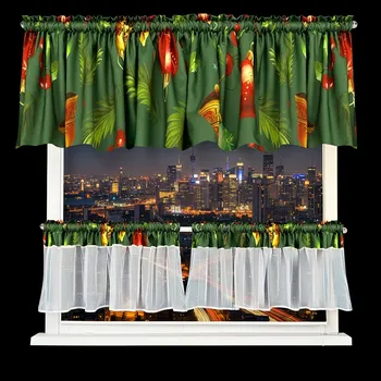 Záclona Vánoční dekorační SET - závěs + záclony s řasící páskou VITRA zelená různé rozměry MyBestHome Cena za celý set