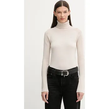 Dámský svetr Vlněný svetr G-Star Core turtle slim knit dámský, béžová barva, s golfem, D27713-B692 D27713.B692 01X, vel. S