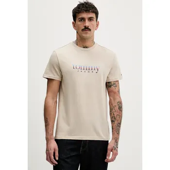 Bavlněné tričko Tommy Jeans DM0DM22333 béžová 08X, vel. L