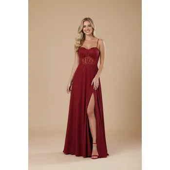 Dámské šaty EVA & LOLA Společenské saténové Šaty MADELEINE červené Barva: Červená, Velikost: M