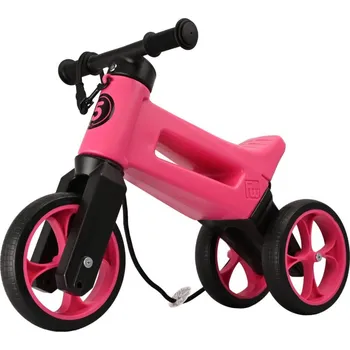Odrážedlo Odrážedlo FUNNY WHEELS Rider SuperSport 2v1 růžové/růžové s popruhem a tichými koly