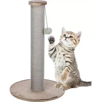 TRIXIE Škrabací sloupek LIVIA s plyšovou kuličkou, 64 cm, béžovošedá