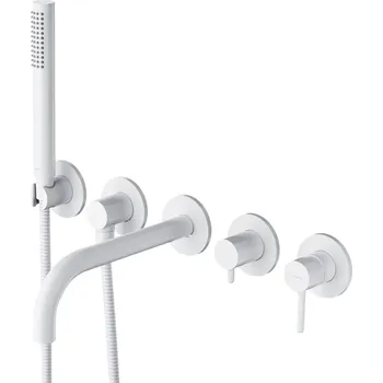 Vodovodní baterie OMNIRES - Y 5otvorová podomítková vanová baterie s dlouhým výtokem, matná bílá Y1237-1WM