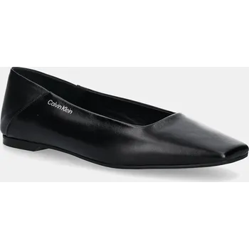 Dámské baleríny Kožené baleríny Calvin Klein FLAT BALLERINA - LTH černá barva, HW0HW02463 99X, EUR 36