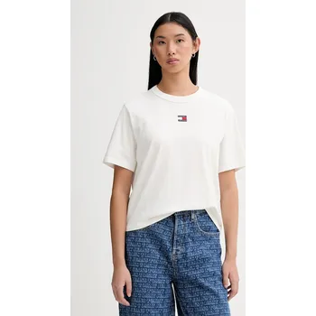 Tommy Jeans T-Shirt Badge DW0DW22202 Écru Boxy Fit M