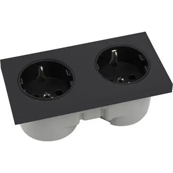 Elektrická zásuvka Berker Integro Pure dvojzásuvka černá mat, zásuvka černá