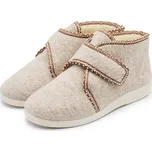 Vlnka Kotníkové bačkory z vlněného filcu na suchý zip béžová velikost obuv dospělí 36