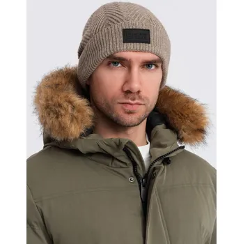 Pánský svetr Pánský pletený svetr s nášivkou - popel V6 OM-ACWH-0122 - univerzální