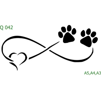 Plastová šablona pro malování - Srdce a věnečky - Srdce s packami (Q042) - A4 , Nelepící folie