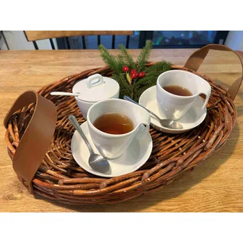 Vingo Ratanový oválný podnos - skořicový Rozměry (cm): 55x40, v. 9