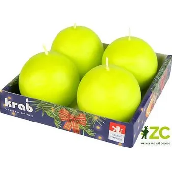 Svíčka KRAB Svíčka adventní koule 60 mm - zelená (4ks)