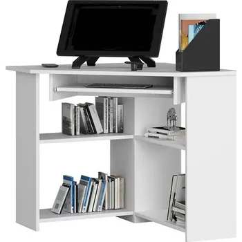 Počítačový stůl Rohový stůl na notebook v bílé barvě