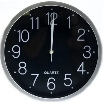 Hodiny Hodiny d30cm, ČERNÉ, stříbrný rám (HA44-51), sklo