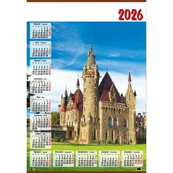 Kalendář Kalendarz ścienny jednoplanszowy B1 nr 6 Zamek 2026 darmowa wysyłka od 30szt (poniżej tej ilości wysyłka na koszt klienta) dopuszczalne mieszanie wzorów