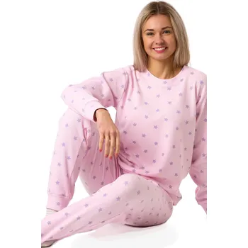 Dámské pyžamo Dámské pyžamo růžové s fialovými hvězdičkami měkké a hřejivé 1B2367 růžová xl