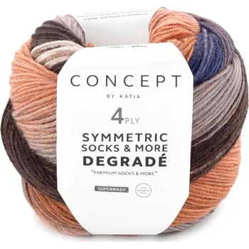 Příze Příze Katia Symmetric Socks Degradé 84 Brown-Orange-Blue