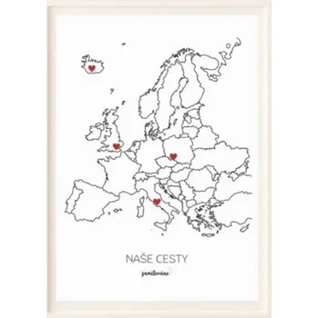 Vzpomínková mapa Naše cesty – Evropa, A3 + rám - doprava zdarma od 1499 Kč