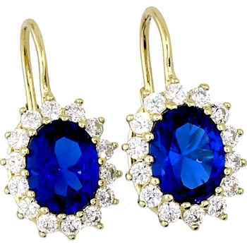 Náušnice Goldstore Zlaté náušnice oválné safíry Váha: 4.25 g