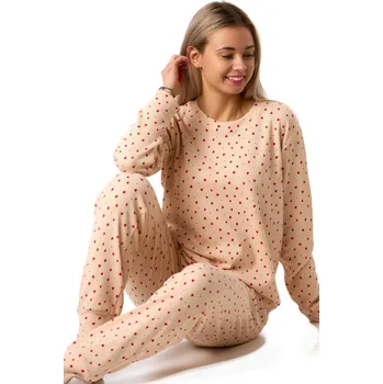 Dámské pyžamo Dámské pyžamo starorůžové s červenými srdíčky měkké a romantické 1B2366 růžová xl