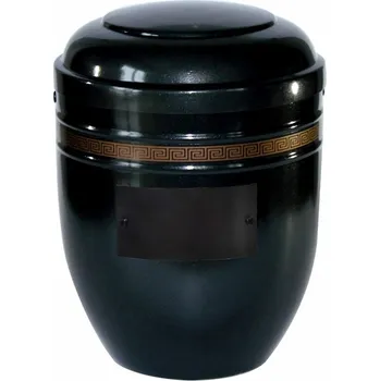 Smuteční dekorace Pohřební Hliníková urna na popel, h-klasik, hliník-černá-leská, štítek č. 51, 100 x 50, bez výzdoby