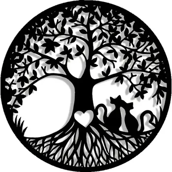 Obraz BAF Kovový znak Strom a kočky