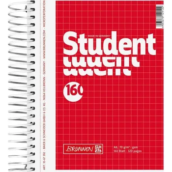 Student blok A6, čtvereček 160 listů spirála - červený