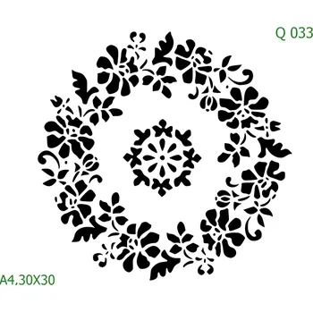 Plastová šablona pro malování - Srdce a věnečky - Věneček s květy (Q033) - 30 x 30 cm , Nelepící folie