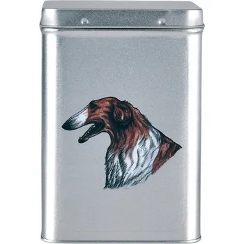 Dóza na potraviny Plechová dóza s obrázkem psa plemene barzoj