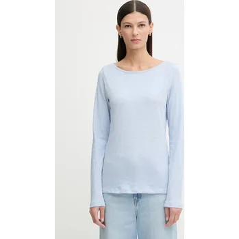 Pánské tričko Bavlněné tričko s dlouhým rukávem Marc O'Polo modrá barva, 600226152199 05X, vel. M