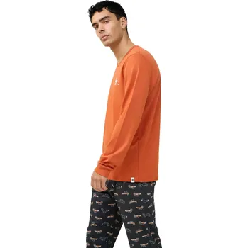 Pánské pyžamo Pánské bavlněné pyžamo s výstřihem do V Vamp 23621 orange dust velikost XL