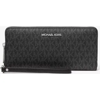 Peněženka MICHAEL KORS dámská peněženka Jet Set Travel Large Signature Logo Continental Wristlet černá MK