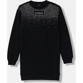 Dámské šaty Dětské bavlněné šaty Guess černá barva, J5BK07 KAV34 J5BK07.KAV34.9BYA 99X, vel. 136-146