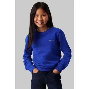 Chlapecká mikina Dětská bavlněná mikina Calvin Klein Jeans modrá barva, hladká, IU0IU00686 IU0IU00686.PPYA 57X, vel. 140