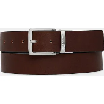 Opasek Oboustranný kožený pásek Karl Lagerfeld Jeans B1M33067 hnědá 89X, vel. 90