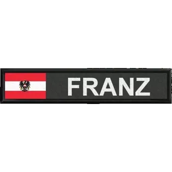 Textilie k potisku Pelisport Jmenovka s Rakouskou vlajkou tištěná Černá verze