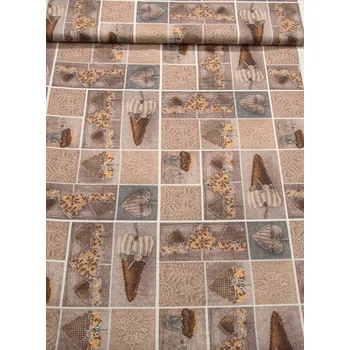 Orbytex Dekorační látka - Sonja srdce hnědé - š.160cm - ZBYTKY LÁTEK - kus 1,50m 1