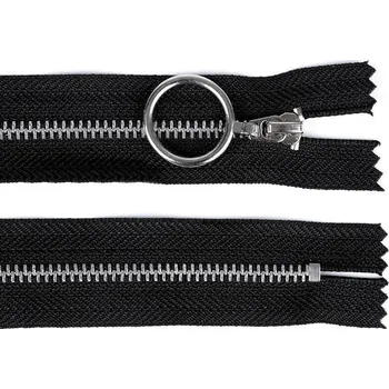 Zip Kovový zip No 4 délka 20 cm se stříbrnými zoubky Varianta: 322 černá, Balení: 1 ks
