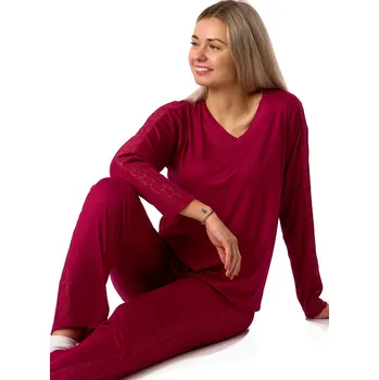 Dámské pyžamo Luxusní dámské pyžamo, s krajkou, vínové, jemné 1B2359 vínová xl