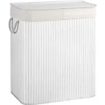 Bambusový koš na prádlo s víkem a 2 přihrádkami 100 l – bílý