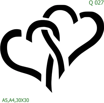 Plastová šablona pro malování - Srdce a věnečky - Dvě srdce (Q027) - 30 x 30 cm , Nelepící folie