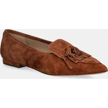 Dámské mokasíny Semišové mokasíny Lauren Ralph Lauren Londyn Klt dámské, hnědá barva, na plochém podpatku, 802P04175002 802P04175002.200 88X, EUR 36