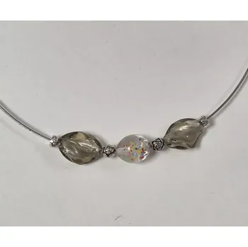 Náhrdelník Náhrdelník na lanku s vinutkami - šedá spirála