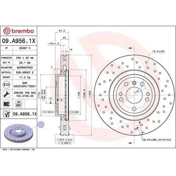 Brzdový kotouč BREMBO 09.A956.1X Brzdový kotouč (09.A956.1X)